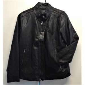 Berlin Mens Zip-Up Pleather Jacket in Black